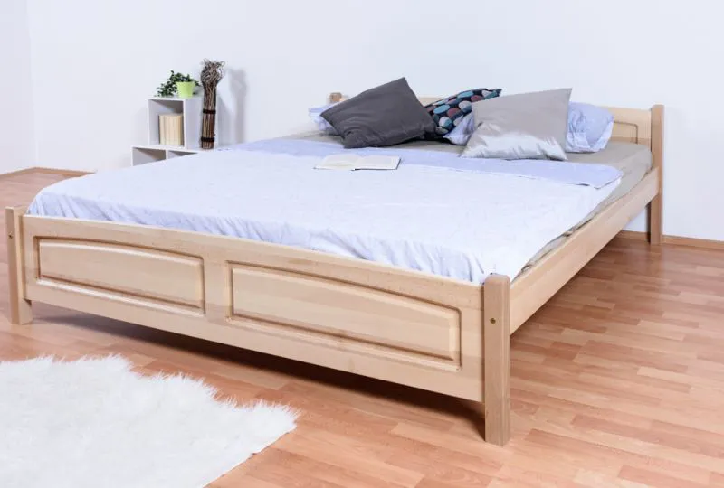 Lit double / lit d'appoint en hêtre massif, naturel 117, sommier à lattes inclus - 180 x 200 cm (L x l)