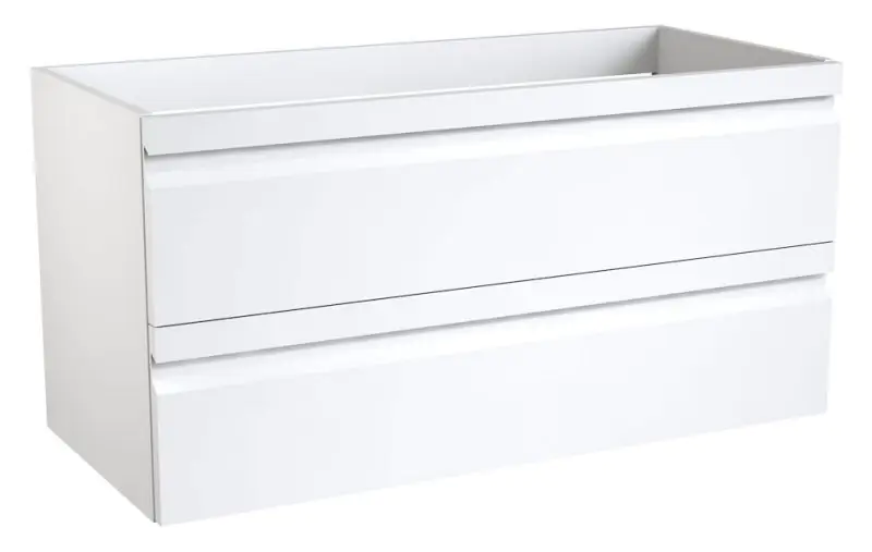 Meuble sous-lavabo Bikaner 05 avec découpe pour siphon, couleur : blanc brillant - 50 x 99 x 45 cm (H x L x P)