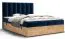 Lit Boxspring avec grand espace de rangement Pilio 10, Couleur : Bleu / Chêne Golden Craft - Surface de couchage : 160 x 200 cm (l x L)