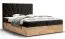 Lit boxspring avec tissu velours doux Pilio 17, Couleur : Noir / Chêne Golden Craft - Surface de couchage : 140 x 200 cm (l x L)