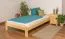 Lit d'enfant / lit de jeunesse en bois de pin massif, naturel A8, sommier à lattes inclus - Dimensions : 120 x 200 cm