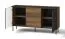 Commode Mairenke 05, Couleur : Noyer / Noir mat - Dimensions : 79 x 150 x 40 cm (H x L x P)