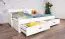 Lit d'enfant / lit d'adolescent Sahila avec 2e couchage et 2 tiroirs, couleur : blanc - Dimensions du couchage : 80 x 200 cm (L x l)