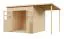 Abri de jardin avec toit traînant / Naturel / en éléments de 19 mm / 3,84 x 2,39 mètres / plancher inclus / toit plat / Freiberg 03