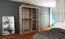Armoire à portes coulissantes / Penderie Bisaurin 3B avec miroir, Couleur : Noir - Dimensions : 200 x 150 x 62 cm ( H x L x P)
