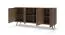 Commode / Couleur : Chêne Dunin / Éclairage LED inclus / 183 x 40 x 83 cm / 4 portes / Fonction soft-close / 8 compartiments / Pieds métalliques fins / Buffet