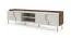 Meuble bas TV / Couleur : Cachemire / Noyer Alba / 4 portes battantes / 4 compartiments / 200 x 42 x 51 cm / Fonction Push-to-open / Meuble TV long / Pieds en métal