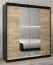 Armoire à portes coulissantes / Penderie Jan 04D avec miroir, Couleur : Noir / Chêne de Sonoma - Dimensions : 200 x 180 x 62 cm (H x L x P)