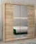 Armoire à portes coulissantes / Penderie Bisaurin 4B avec miroir, Couleur : Chêne de Sonoma - Dimensions : 200 x 180 x 62 cm ( H x L x P)