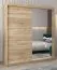 Armoire à portes coulissantes / Penderie Jan 04B avec miroir, Couleur : Chêne de Sonoma - Dimensions : 200 x 180 x 62 cm ( H x L x P)