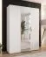 Armoire à portes battantes / Penderie / 1 porte miroir / Couleur : Blanc / 2 compartiments / Poignées : Or / 2 tringles à vêtements / Soft-Close / Dimensions : 150 x 52 x 202 cm