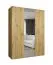 Armoire 1 porte miroir Korab 68 | Chêne Artisan | 2 tringles | Largeur 1,5 m | Soft-close | Poignées couleur cachemire