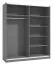 Chambre à coucher sombre - Ensemble A Kule, 4 pièces, Couleur : Gris graphite, protection des bords ABS, une armoire, une commode et deux chevets, design moderne