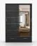 Armoire à portes coulissantes / Penderie de 1,5 mètre de large avec miroir / Noir / Lusatian 04 / 218 x 150 x 61 cm / 2 portes / 2 tiroirs / 6 compartiments