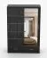 Armoire à portes coulissantes / Penderie de 1,5 mètre de large avec miroir / Noir / Lusatian 04 / 218 x 150 x 61 cm / 2 portes / 2 tiroirs / 6 compartiments