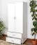 Armoire | 2 portes battantes | 2 tiroirs | 1 casier | avec tringle à vêtements | 80 cm de large | Bois massif | Couleur: Blanc Abbildung