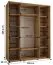 Armoire Mina blanc et chêne | Portes coulissantes | Grand volume de rangement | Poignées métal noir | 235,2 x 200 x 60 cm