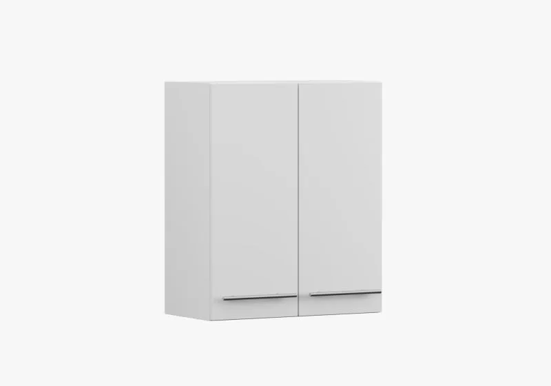 Armoire suspendue / Armoire à portes battantes / Parnassus 07 / Blanc / 2 portes / Poignées : Métal / 71,5 x 60 x 29 cm / Poignées métalliques / Armoire suspendue pour la cuisine