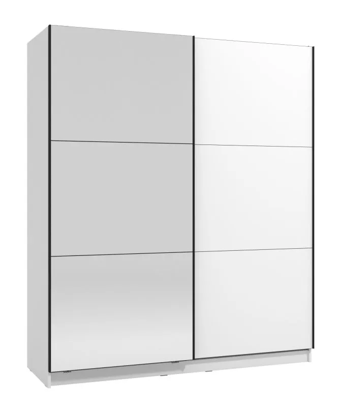 Armoire penderie blanche Kule 06 | 1 porte miroir | 6 compartiments | 210 x 179 x 62,5 cm | Design moderne