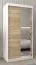 Armoire à portes coulissantes / Penderie Jan 01B avec miroir, Couleur : Blanc mat / Chêne de Sonoma - Dimensions : 200 x 100 x 62 cm ( H x L x P)