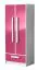 Armoire penderie enfant Walter 01 | 2 portes, 1 tiroir | Blanc & Rose brillant | 191 x 80 x 50 cm