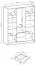 Armoire avec grand espace de rangement Leeds 31, cachemire, 200 x 155 x 51 cm, avec 3 portes et 2 tiroirs, 10 compartiments, 1 tringle à vêtements