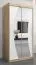 Armoire à portes coulissantes / Penderie Combin 01 avec miroir, Couleur : Chêne de Sonoma / Blanc mat - Dimensions : 200 x 100 x 62 cm (H x L x P)