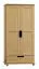 Étroite Armoire | 2 portes battantes | 1 tiroir | avec tringle à vêtements | 80 cm de large | Bois massif | Couleur: Naturel Abbildung