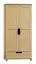 Armoire | 2 portes battantes | 1 tiroir | 4 casiers | avec tringle à vêtements | 90 cm de large | Bois massif | Couleur: Naturel Abbildung