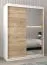 Armoire à portes coulissantes / Penderie Bisaurin 3C avec miroir, Couleur : Blanc mat / Chêne de Sonoma - Dimensions : 200 x 150 x 62 cm ( H x L x P)