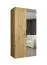 Armoire penderie 1 porte miroir Korab 56 | Espace de rangement optimisé | Chêne Artisan | 100 cm | Poignées noires | Soft-Close