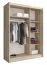 Armoire simple avec deux portes à miroir Warbreck 15, couleur : Chêne de Sonoma - Dimensions : 200 x 150 x 62 cm (h x l x p), avec cinq casiers
