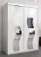 Armoire à portes coulissantes / Penderie Hacho 03 avec miroir, Couleur : Blanc mat - Dimensions : 200 x 150 x 62 cm ( H x L x P)