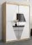 Armoire penderie coulissante Alphubel 03 avec miroir | Chêne Sonoma / Blanc mat | 200 x 150 x 62 cm