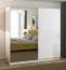Armoire à portes coulissantes avec miroir Palanka 01 | Blanc & Blanc Brillant | 2 tringles | 10 compartiments | 210 x 217 x 62,5 cm