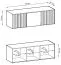 Rehausse pour armoire Leeds 31 & 32, en cachemire avec lamelles noires, 50 x 155 x 51 cm, avec 3 portes et 3 compartiments, chants ABS