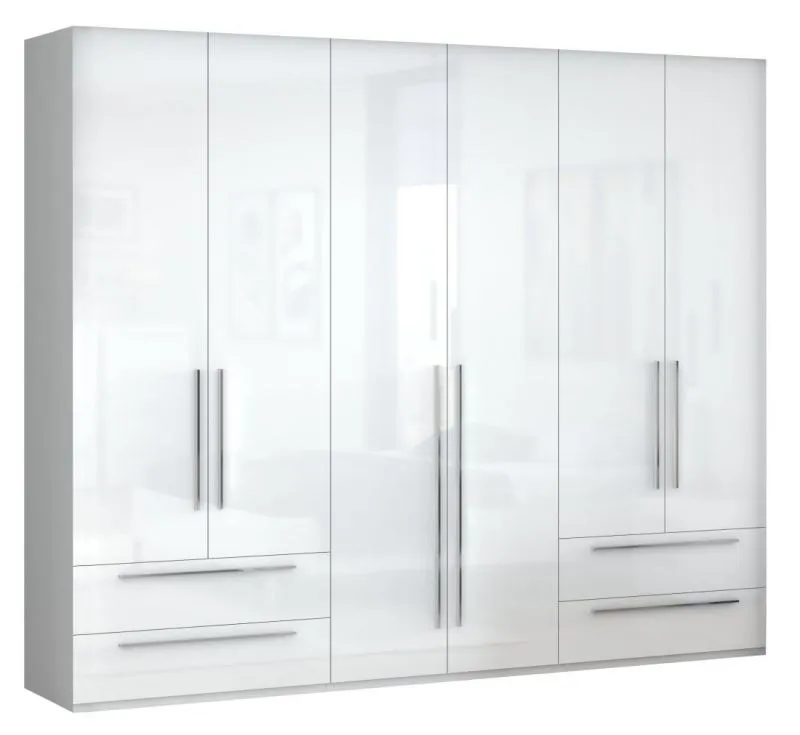Chambre à coucher - Armoire, Couleur: Blanc / Blanc brillant - 224 x 272 x 56 cm (H x L x P) Abbildung