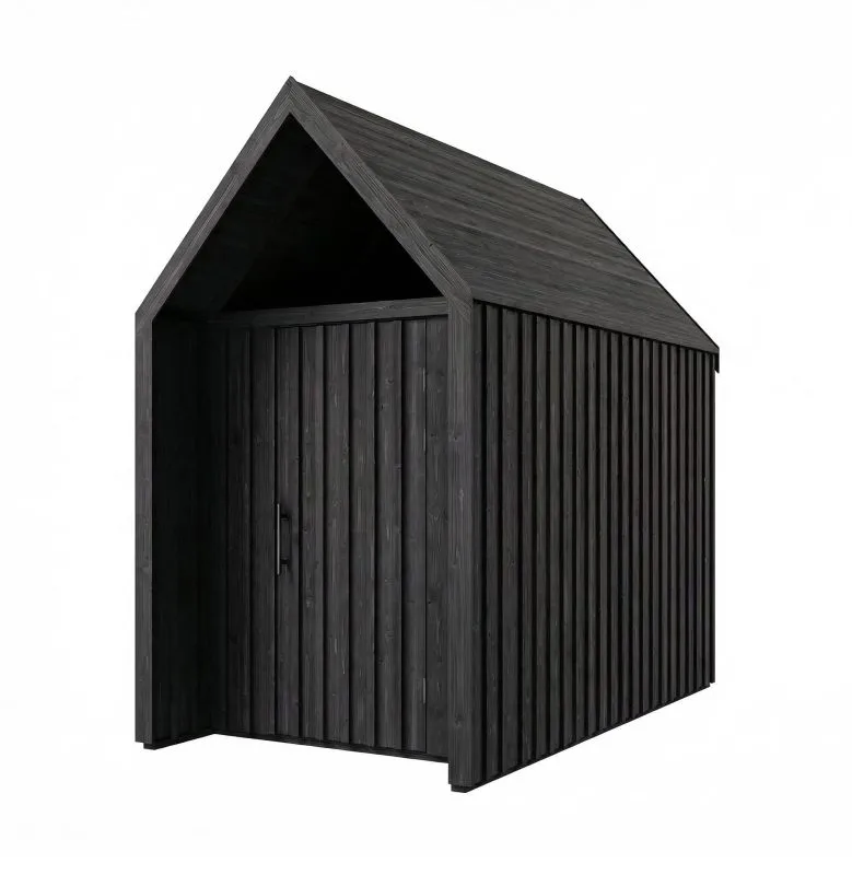 Abri de jardin avec fenêtre triangulaire / Noir / Surface au sol : 4,64 m² / Style scandinave / Toit à deux versants / Dimensions extérieures : 162,4 x 285,7 cm / Malmö 08