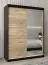 Armoire à portes coulissantes / Penderie Jan 03B avec miroir, Couleur : Noir / Chêne de Sonoma - Dimensions : 200 x 150 x 62 cm ( H x L x P)