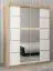 Armoire à portes coulissantes / Penderie Jan 03D avec miroir, Couleur : Chêne de Sonoma / Blanc mat - Dimensions : 200 x 150 x 62 cm (H x L x P)