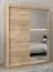 Armoire à portes coulissantes / Penderie Bisaurin 3C avec miroir, Couleur : Chêne de Sonoma - Dimensions : 200 x 150 x 62 cm ( H x L x P)