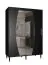 Armoire moderne à portes coulissantes avec miroir Jotunheimen 174, couleur : noir - Dimensions : 208 x 150,5 x 62 cm (H x L x P)