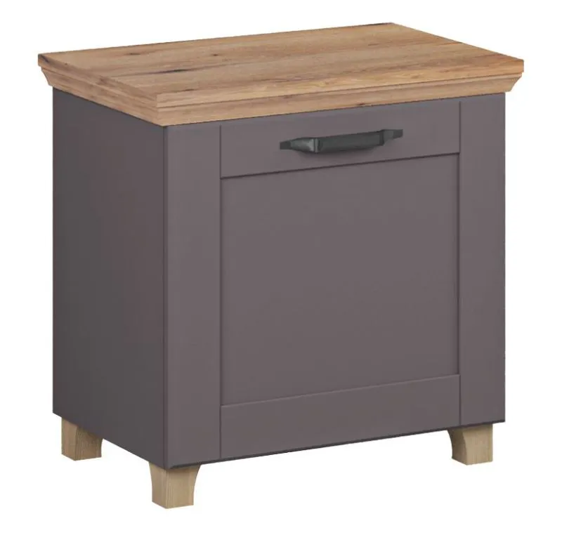 Banc avec espace de rangement / Meuble à chaussures Cuenca 09, Couleur : Chêne / Gris - Dimensions : 60 x 60 x 39 cm (H x L x P)