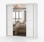 Armoire à portes coulissantes / Penderie / avec miroir / 218 x 203 x 61 cm / Blanc / Sredna 05 / 2 portes / 3 tiroirs / 7 compartiments / 2 tringles à vêtements