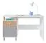 Chambre de jeunes - Bureau Burdinne 09, Couleur : Blanc / Chêne / Gris - Dimensions : 76 x 125 x 55 cm (H x L x P)