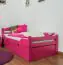 Lit simple / lit d'appoint "Easy Premium Line" K1/2h incl. 2ème couchette et 2 panneaux de recouvrement, 90 x 200 cm bois de hêtre massif verni rose