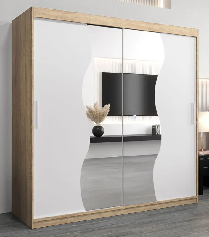 2 mètres de large Armoire avec 2 portes | Couleur: Chêne Sonoma  / Blanc Abbildung