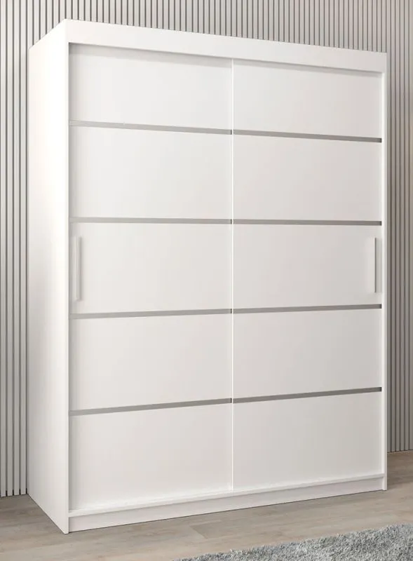 Armoire à portes coulissantes / Penderie Jan 03A, Couleur : Blanc mat - Dimensions : 200 x 150 x 62 cm ( h x l x p)