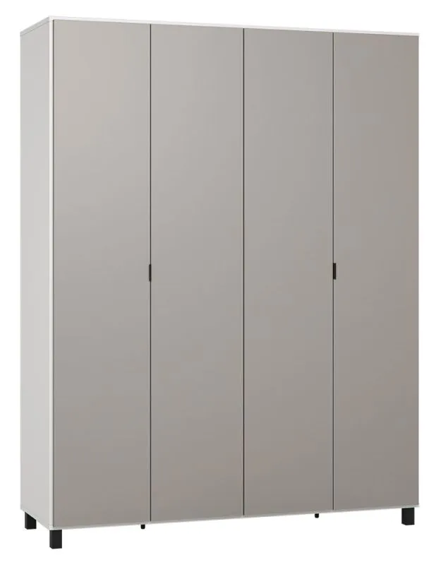 Armoire penderie Pantanoso 15 | Blanc / Gris | 239 x 185 x 57 cm | Rangement spacieux & LED
