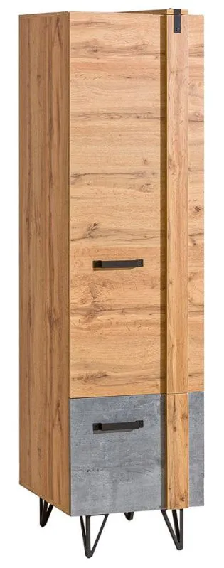 Bureau - Armoire étroite, Couleur: Chêne / Gris - Dimensions: 187 x 45 x 56 cm (H x L x P) Abbildung